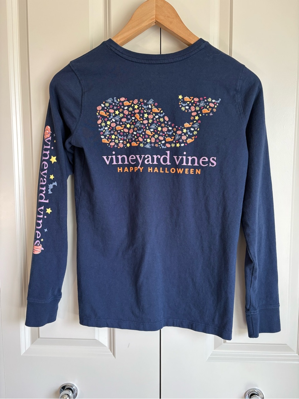 Vinyard Vines Happy Halloween Navy Blue Long Sleeve Tee Women's size XXS